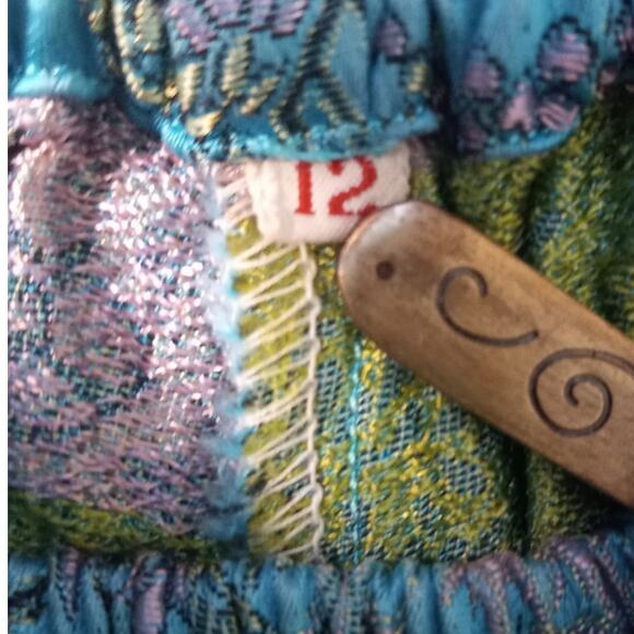 Vntg Peony Shanghai China Silk Jacquard 2pc Set XS Oriental Lounge Quietlux - Picture 14 of 16